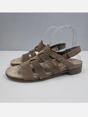 Munro Corine Slingback Sandal Womens 8 NARROW Taupe Suede Comfort Low Heel